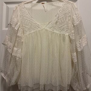 Free People Cream Lace Women's Top